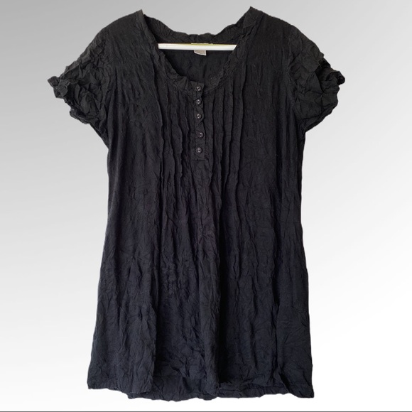 Alison Sheri XL Flared Short Sleeve Wrikled Top - Picture 1 of 7